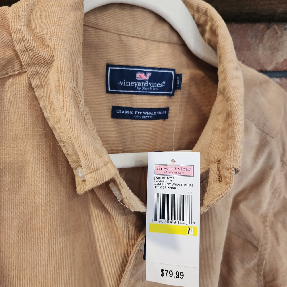 Vineyard Vines Men's Corduroy Khaki Button-Down Shirt - Picture 4 of 5